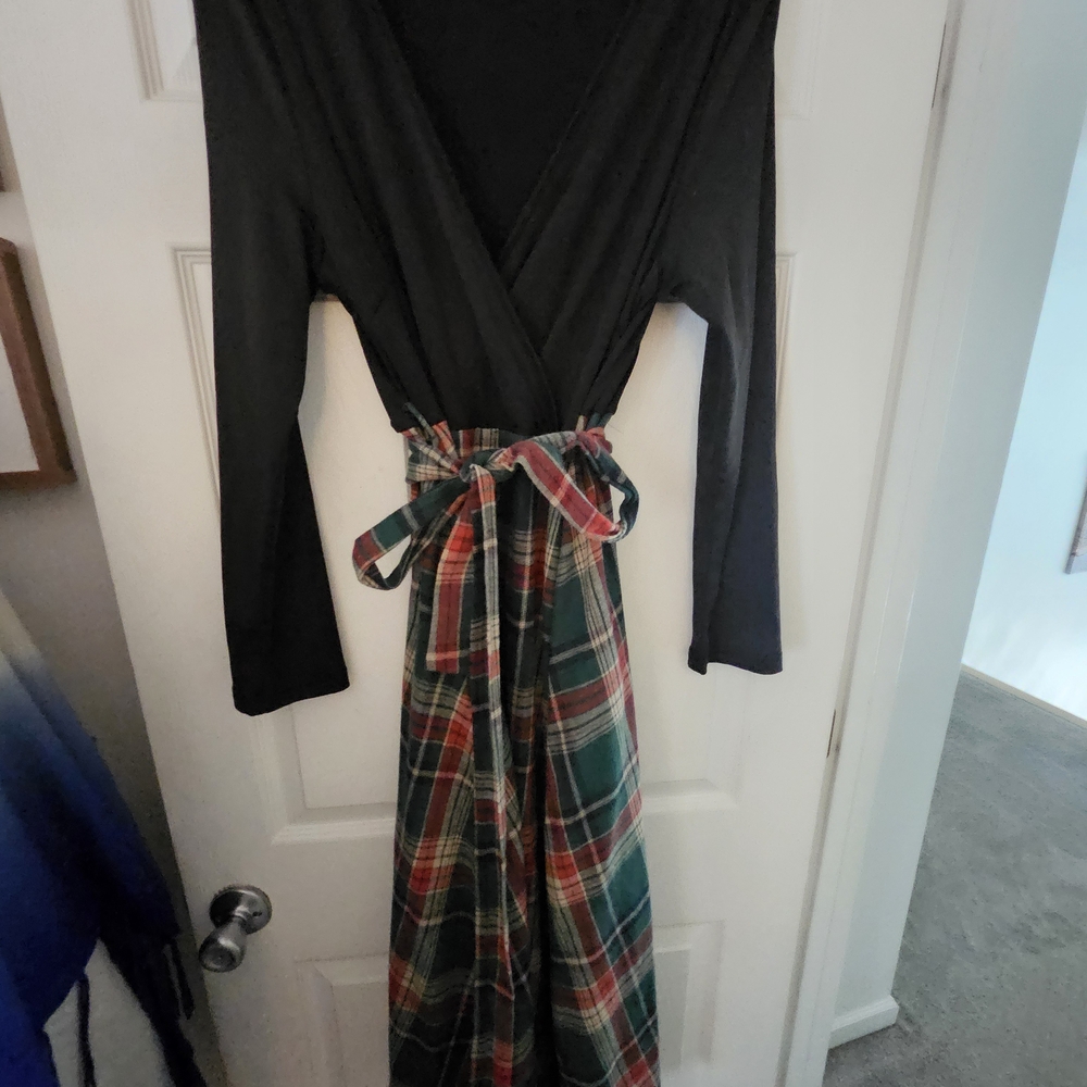 Black Top with Plaid Skirt Dress